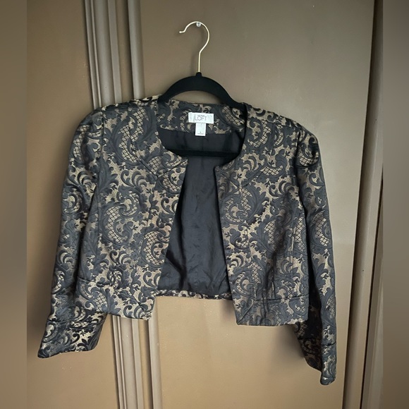 Black and Gold Ann Taylor cropped blazer - Picture 1 of 2